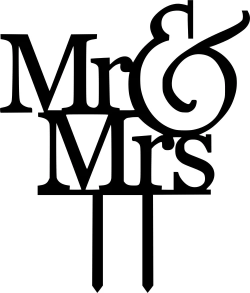 Cake Topper Mr & Mrs 1 ΜΑΥΡΟ