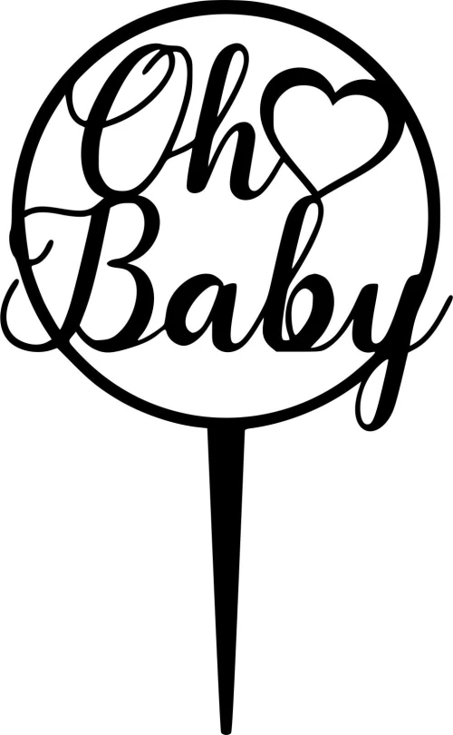 Cake Topper Oh Baby ΜΑΥΡΟ