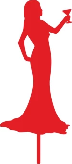 Cake Topper Woman Drink ΚΟΚΚΙΝΟ