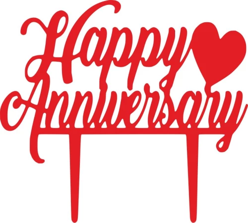 Cake Topper Happy Anniversary ΚΟΚΚΙΝΟ