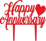 Cake Topper Happy Anniversary ΚΟΚΚΙΝΟ