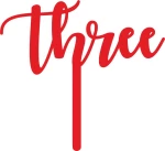 Cake Topper Three ΚΟΚΚΙΝΟ