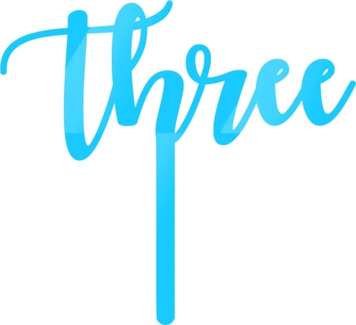 Cake Topper Three ΓΑΛΑΖΙΟ ΚΑΘΡΕΠΤΗΣ