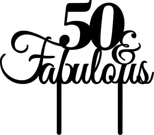 Cake Topper 50 Fabulous ΜΑΥΡΟ