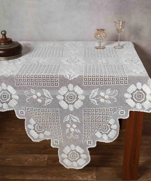 Μερσεριζέ πλεκτό τραπεζοκαρέ 4567 (140cm x 140cm) μπέζ Silk Fashion