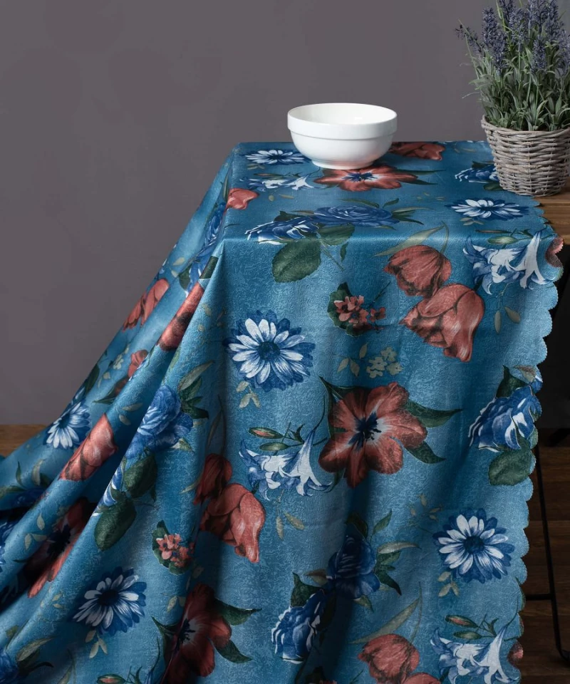 Αλέκιαστο τραπεζομάντηλο 03-95 (170cm x 170cm) μπλέ Silk Fashion