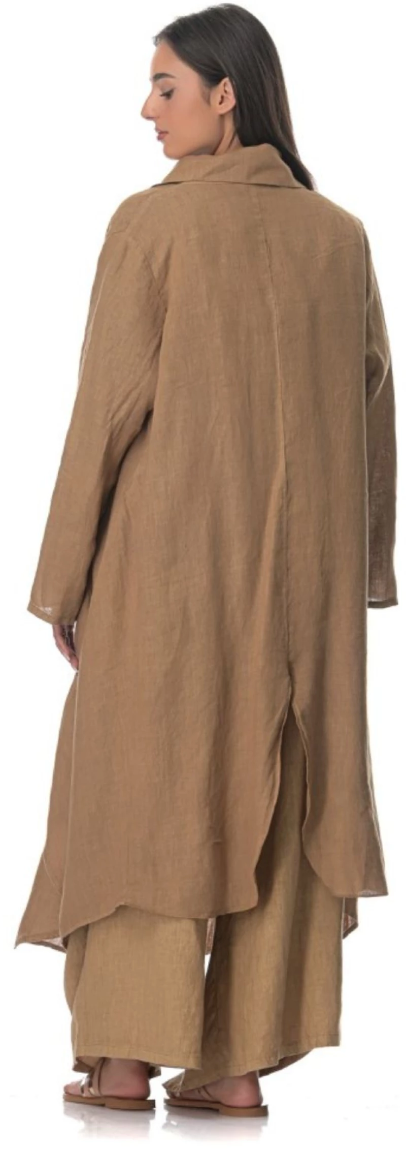 Ζακέτα Γυναικεία Λινή Camel