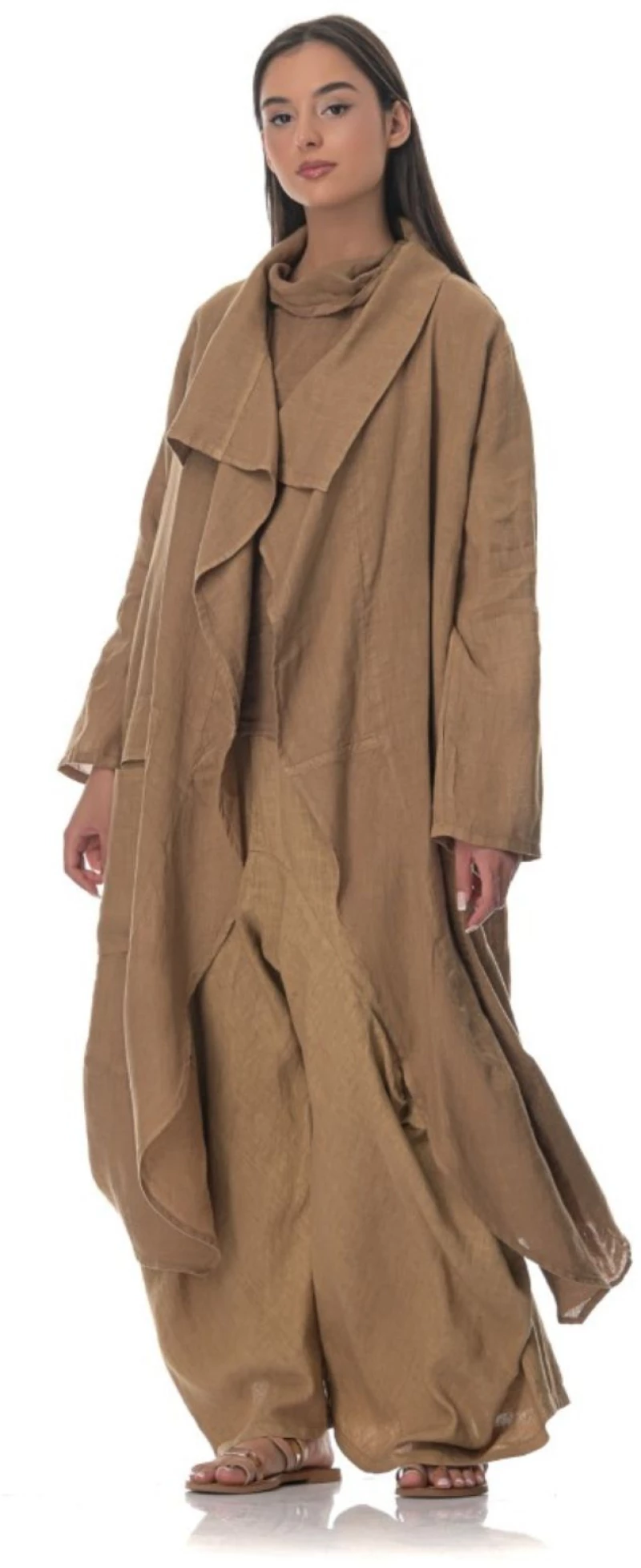 Ζακέτα Γυναικεία Λινή Camel