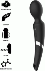 BLACK & SILVER - BECK BLACK RECHARGEABLE SILICONE MASSAGER AND SUCTIONER