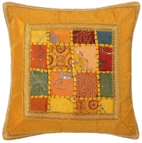 Μαξιλαροθήκη antic με φάσα (65cm x 65cm) κίτρινο σκούρο Silk Fashion