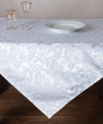 Ζακάρ τραπεζομάντηλο 107147 (140cm x 140cm) λευκό Silk Fashion