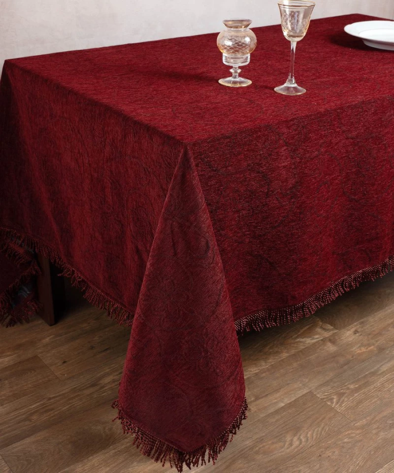 Σενίλ τραπεζομάντηλο 055 (200cm x 280cm) μπορντώ Silk Fashion
