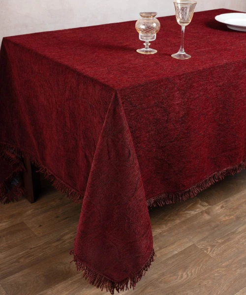 Σενίλ τραπεζομάντηλο 055 (200cm x 280cm) μπορντώ Silk Fashion