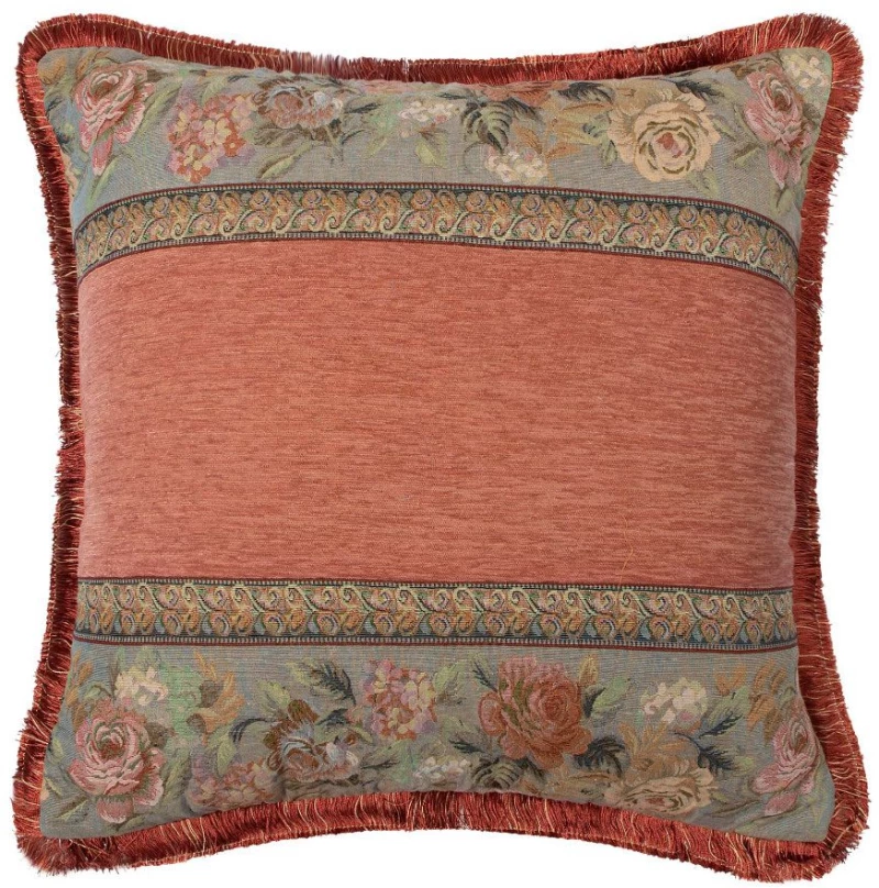 Μαξιλαροθήκη με κρόσσι 572 (45cm x 45cm) κεραμιδί Silk Fashion