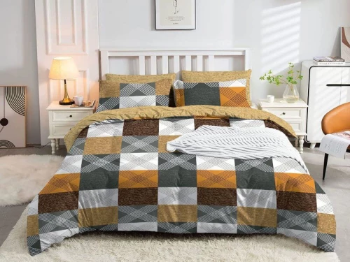 Σετ Σεντόνια Πολύχρωμο Καρό Εμπριμέ 100% Βαμβακερά Γαρύφαλλο - 240x260, Χωρίς Λάστιχο