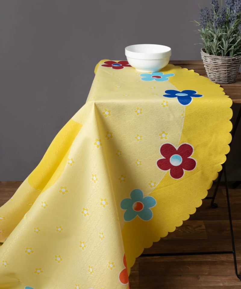 τραπεζομάντηλα 177 ( 150cm ροτόντα) κίτρινο Silk Fashion