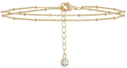 Βραχιόλι ατσάλινο ρυθμιζόμενο με διπλή αλυσίδα επιχρυσωμένο 14k (B1205)