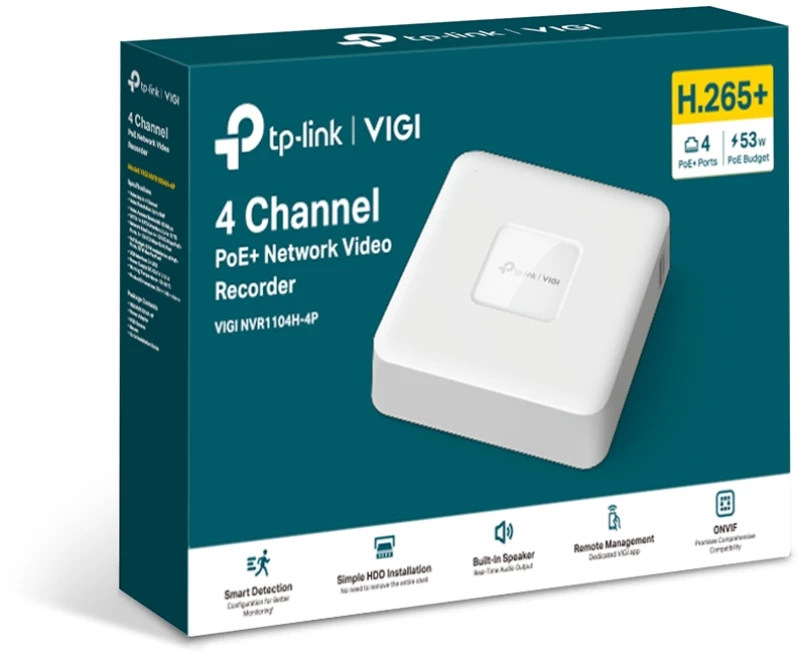TP-LINK VIGI NVR1104H-4P Καταγραφικό 4 καναλιών με 4 θύρες PoE+