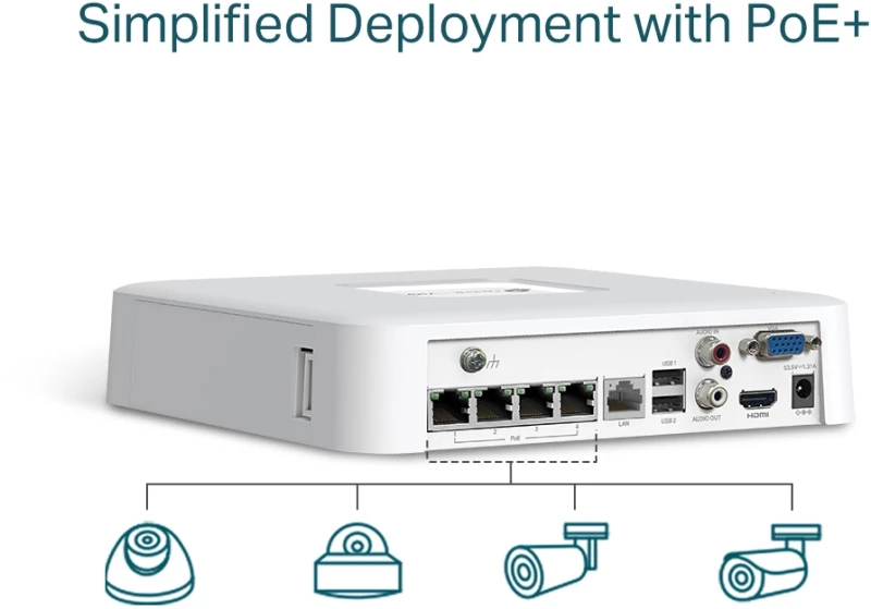 TP-LINK VIGI NVR1104H-4P Καταγραφικό 4 καναλιών με 4 θύρες PoE+