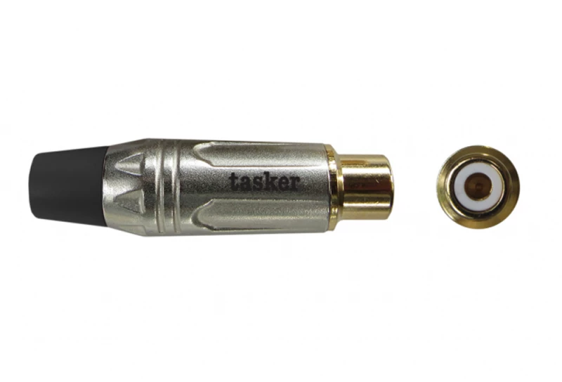 SP49GRCAF N TASKER Θηλυκό Βύσμα RCA με Επιχρυσωμένες Επαφές, Μαύρο