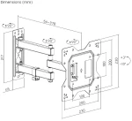POWERTECH επιτοίχια βάση PT-1129 για τηλεόραση 23-43", full motion, 30kg