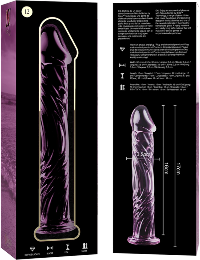 NEBULA SERIES BY IBIZA' - MODEL 12 DILDO BOROSILICATE GLASS 17 X 3.5 CM PINK