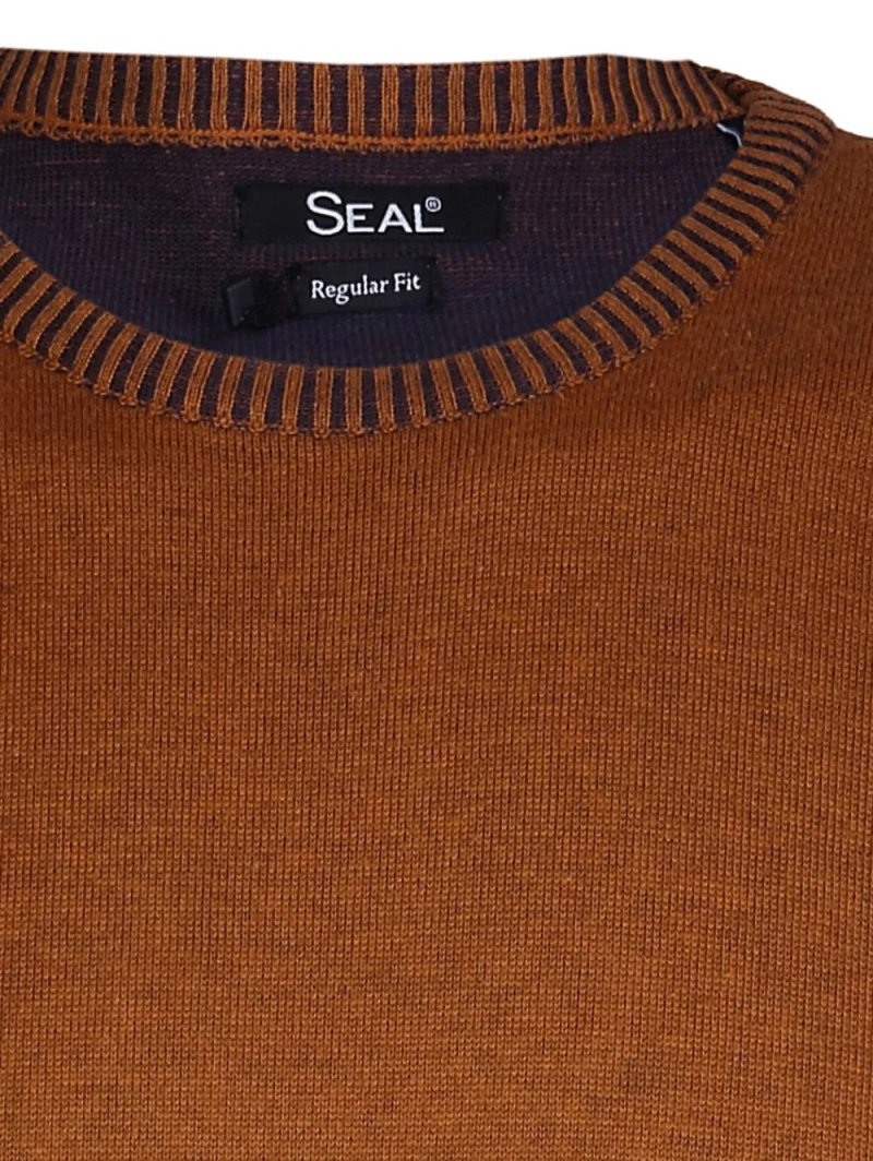 SEAL Ανδρική καμέλ μελανζέ λεπτή μακρυμάνικη πλεκτή μπλούζα