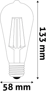 Avide LED Filament ST58 4.9W E27 Θερμό 2700K Super Υψηλής Φωτεινότητας