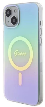 Original Case APPLE IPHONE 15 PLUS Guess Hardcase IML Iridescent MagSafe (GUHMP15MHITSQ) turquoise
