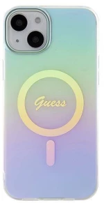 Original Case APPLE IPHONE 15 PLUS Guess Hardcase IML Iridescent MagSafe (GUHMP15MHITSQ) turquoise