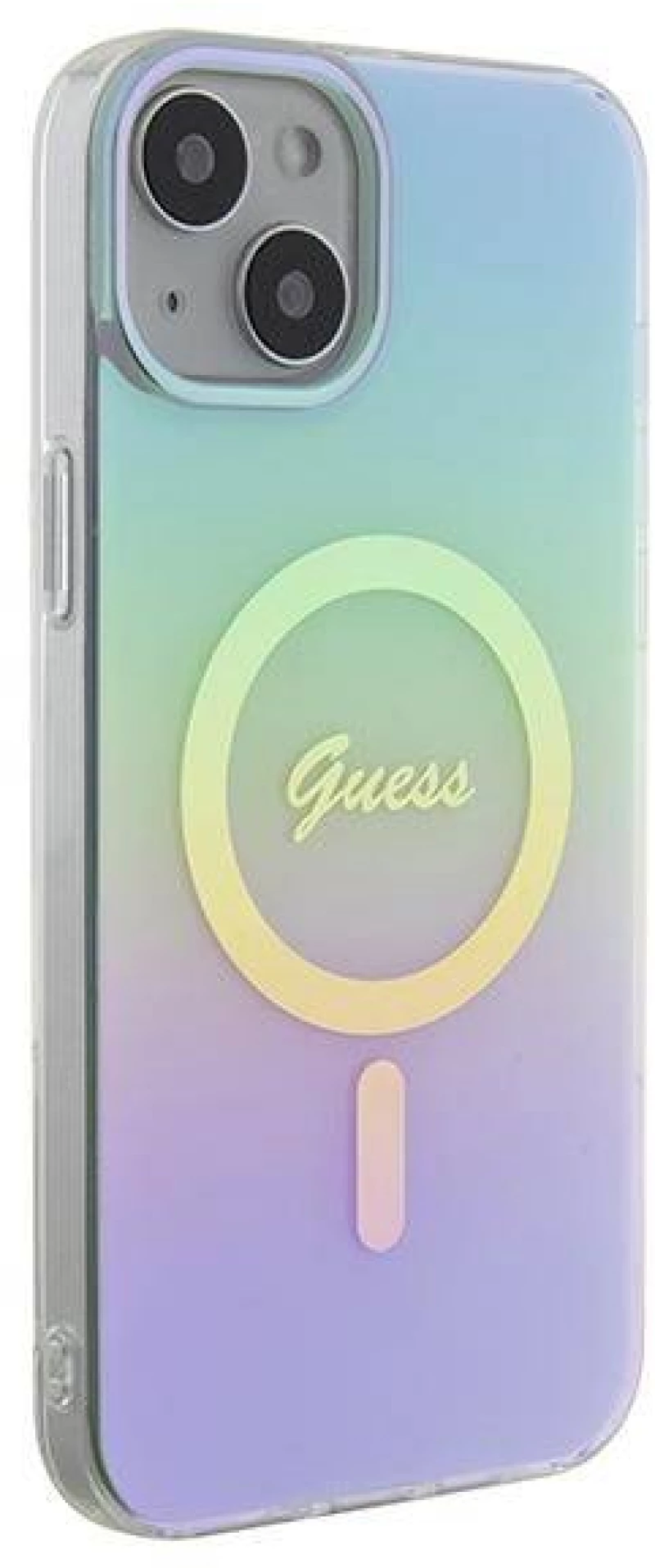 Original Case APPLE IPHONE 15 PLUS Guess Hardcase IML Iridescent MagSafe (GUHMP15MHITSQ) turquoise