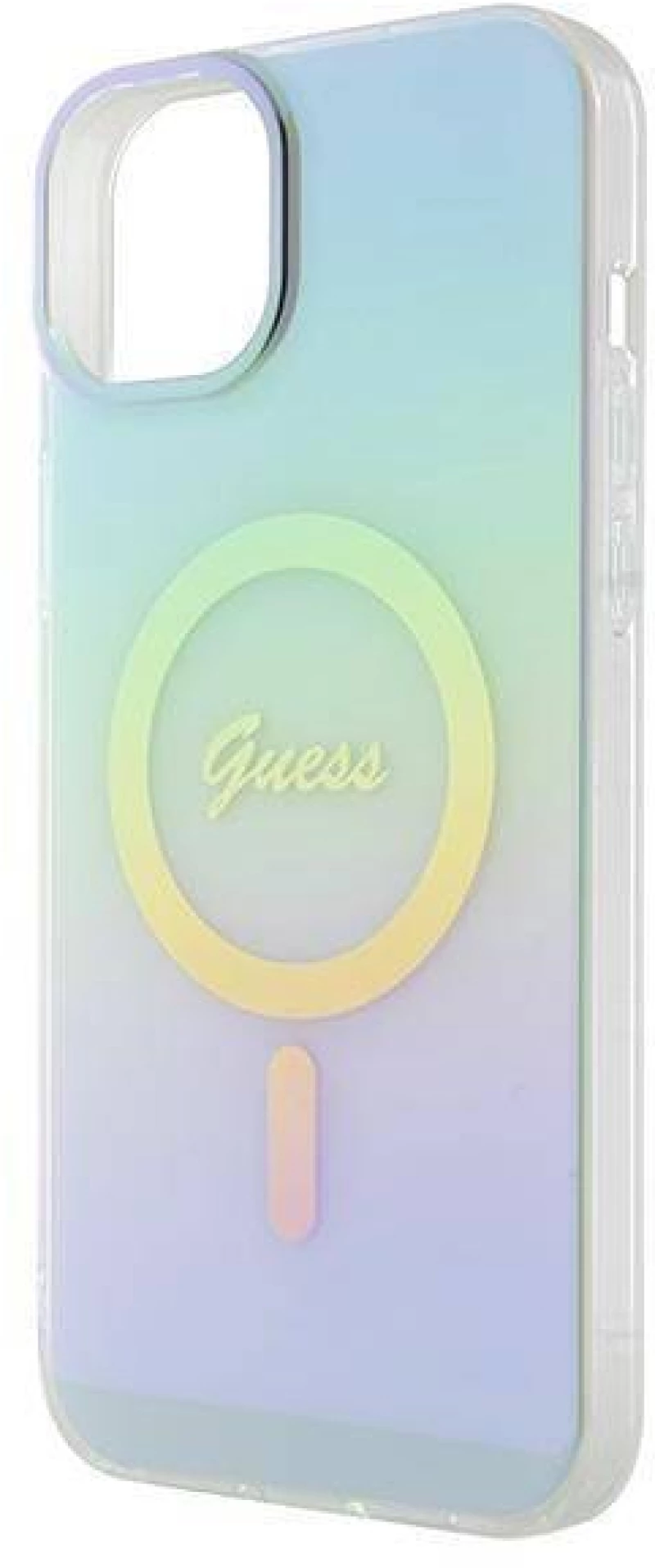Original Case APPLE IPHONE 15 PLUS Guess Hardcase IML Iridescent MagSafe (GUHMP15MHITSQ) turquoise