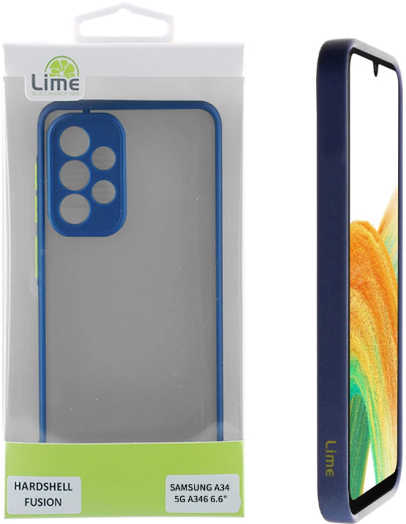 LIME ΘΗΚΗ SAMSUNG A34 5G A346 6.6" HARDSHELL FUSION FULL CAMERA PROTECTION BLUE WITH YELLOW KEYS