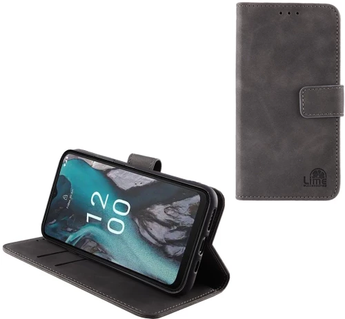 LIME ΘΗΚΗ NOKIA C12 6.3" ESSENTIAL MAGNET BOOK STAND CLIP GREY