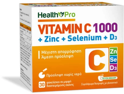 Vitamin C 1000 + Zn + Se +D3 Direct 30 φακελίσκοι - Health Pro