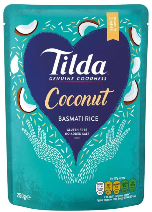 Ρύζι Μπασμάτι Ατμού με Καρύδα Tilda Coconut Basmati Rice Gluten Free 250g