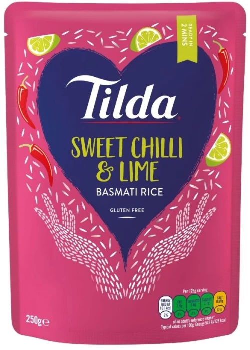 Ρύζι Μπασμάτι Ατμού Tilda Sweet Chilli and Lime Basmati Rice Gluten Free 250g