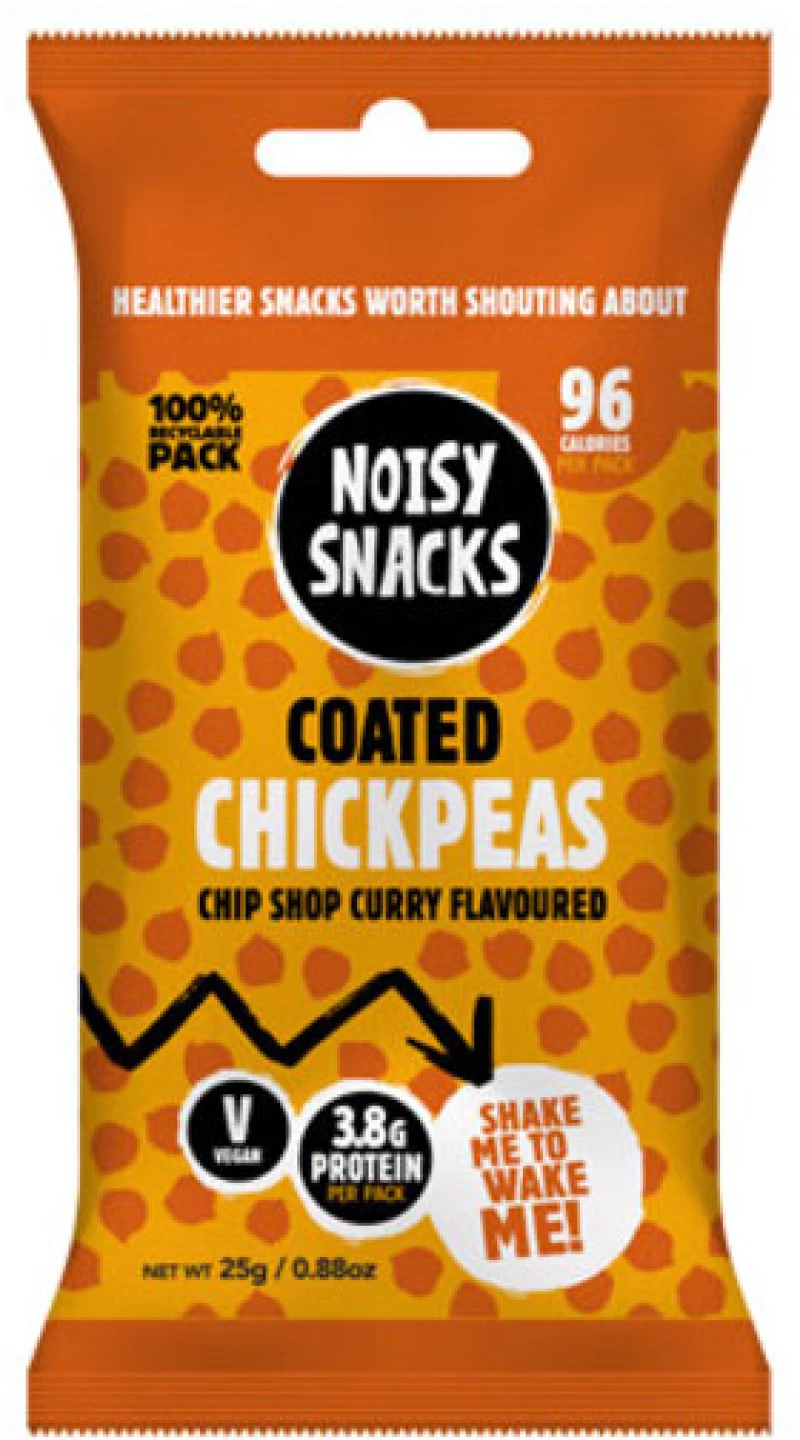 Σνακ Ρεβίθι Με Επικάλυψη Κάρυ Noisy Snacks Coated Chickpeas Chip Shop Curry 25g