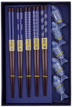Τσοπστικς με Βάση Tokyo Design Studio Giftset Chopsticks with Fish Rests 5 Pairs