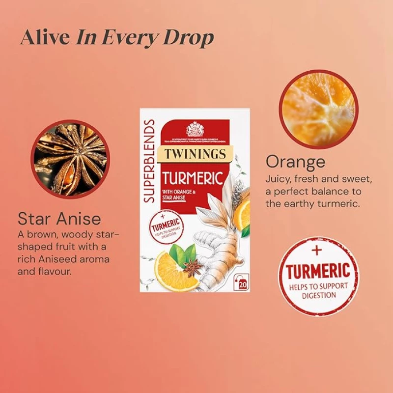 Αφέψημα Βοτάνων Twinings Superblends Turmeric 20 Tea Bags 40g