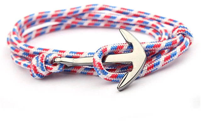 Ανδρικό βραχιόλι άγκυρα κόκκινο γαλάζιο