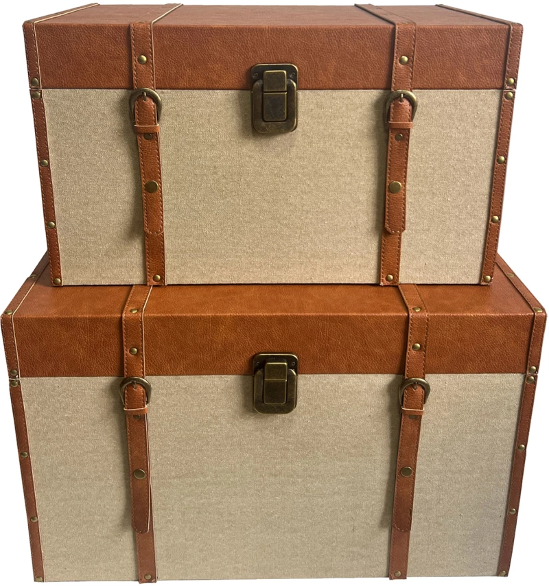 LIBERTA RIND ΜΠΑΟΥΛΑ SET 2ΤΜΧ ΜΠΕΖ ΚΑΦΕ 64x40xH40cm