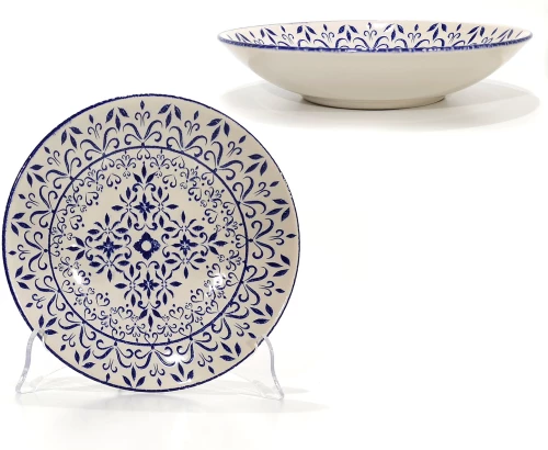 ArteLibre Πιάτο Σούπας Μπλε Τρισδιάστατο Σχέδιο Πορσελάνη Φ21cm - 06510632 - inde.gr