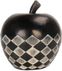 FRUIT BLACK 2 DECO ΜΗΛΟ POLYRESIN ΜΑΥΡΟ ΛΕΥΚΟ D12xH13,2cmINTHEBOX