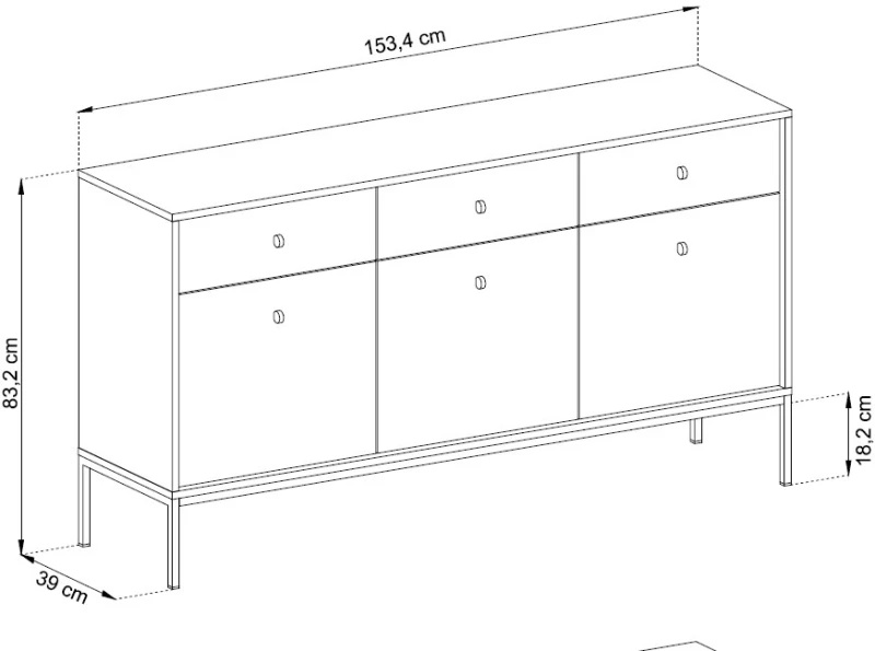 Μπουφές Mono χρώμα μπλε 153,4x83,2x39cm