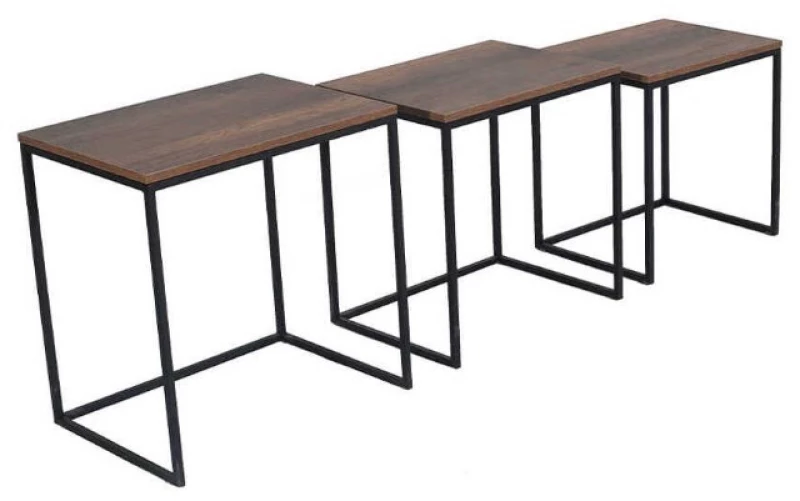 Σετ τραπεζάκια Ζιγκον Καρυδί 55x47x40cm
