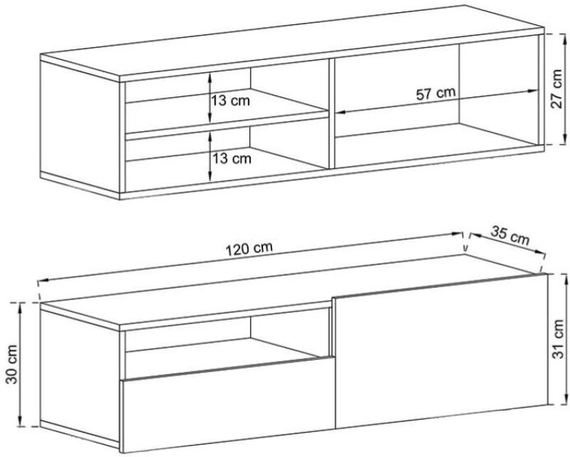 Έπιπλο τηλεόρασης Κρεμαστό 02109-ENJ-w Λευκό 120x30x37cm