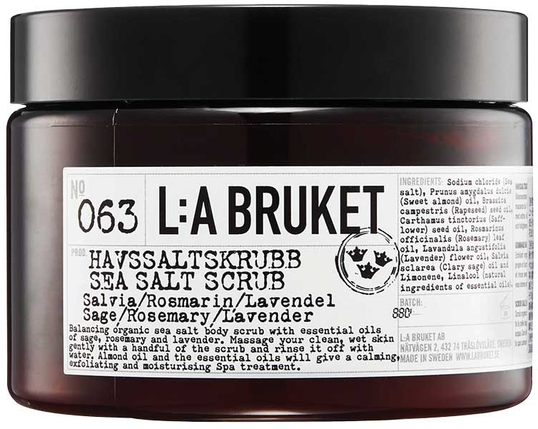 LA Bruket Sea Salt Body Scrub Sage Rosemary and Lavender 420g
