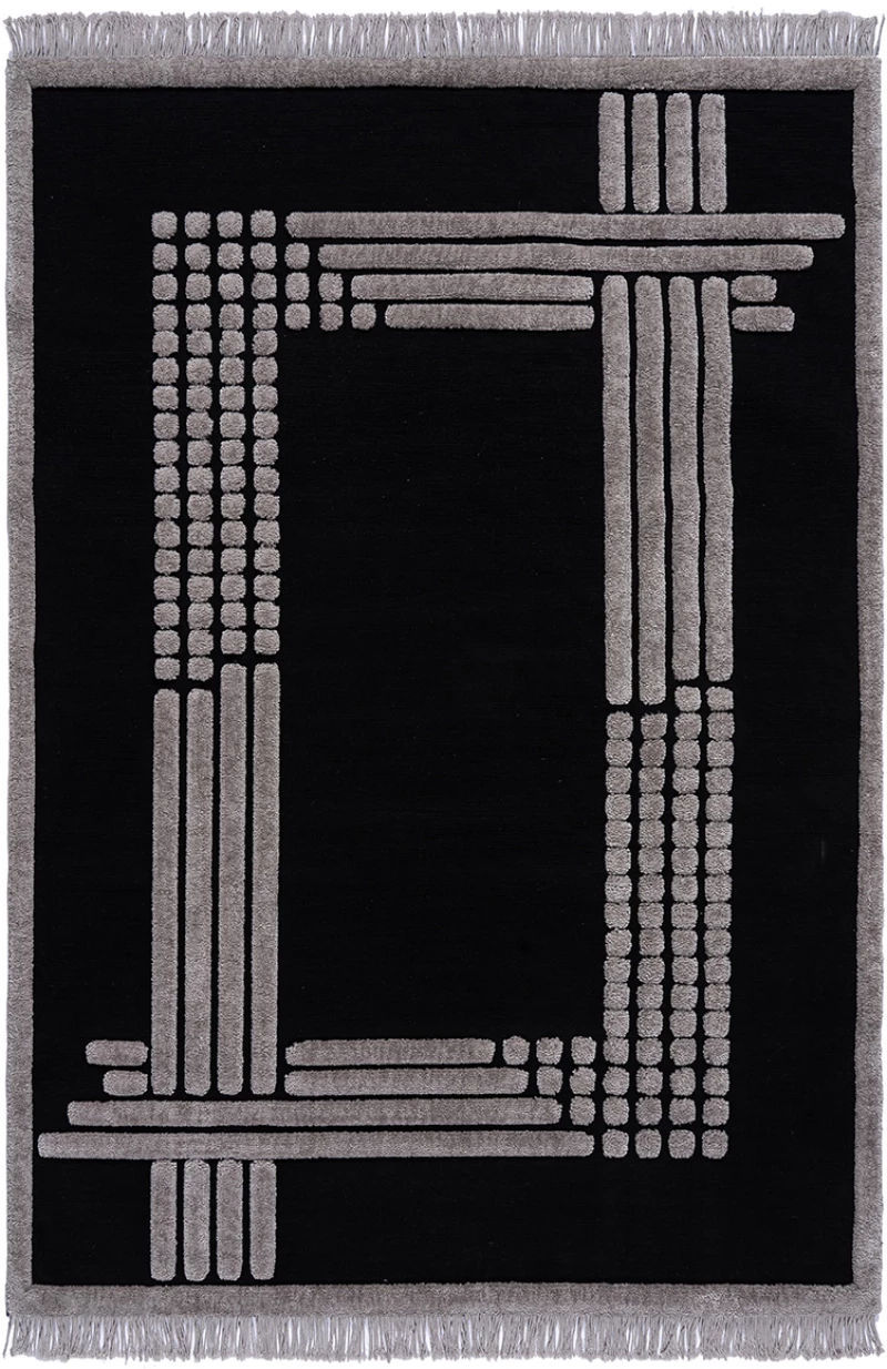 Χαλί Noir Art 9437 Black Μαύρο Beauty Home 200x290
