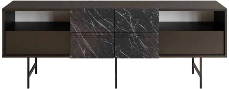 Μπουφές Kevan pakoworld μαύρο μαρμάρου-μαύρο πόδι 180x35x65εκ